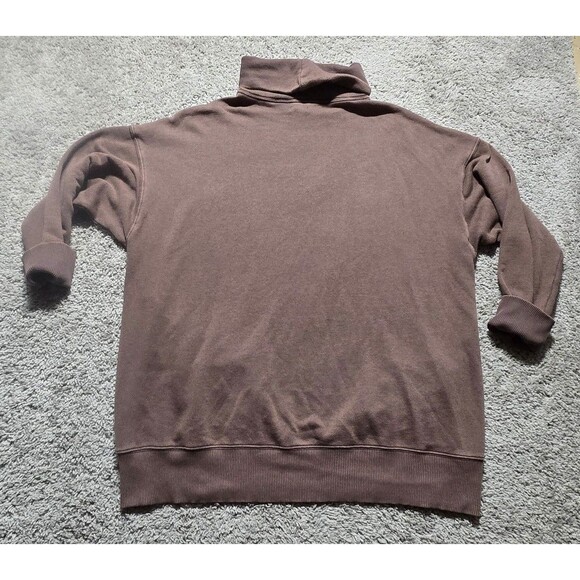 Aerie Sunday Turtleneck Sweatshirt Lounge Oversized Size Large Brown - Picture 2 of 6